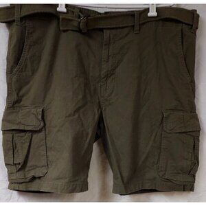 Mutual Weave Mens 48x11 Green Stretch Belted Heavyweight Canvas Cargo Shorts
